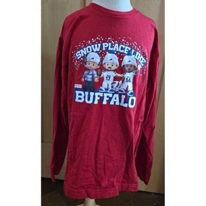 Snow Place Like Buffalo NFL Red Long Sleeve Shirt kids M Cotton Football Fans